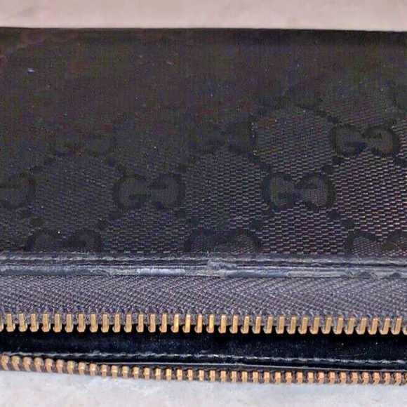 Gucci GG Imprime Zip Around Long Wallet Black PVC/Leather Authentic GUC - Picture 2 of 12